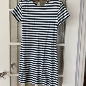French Connection army green striped t-shirt dress
